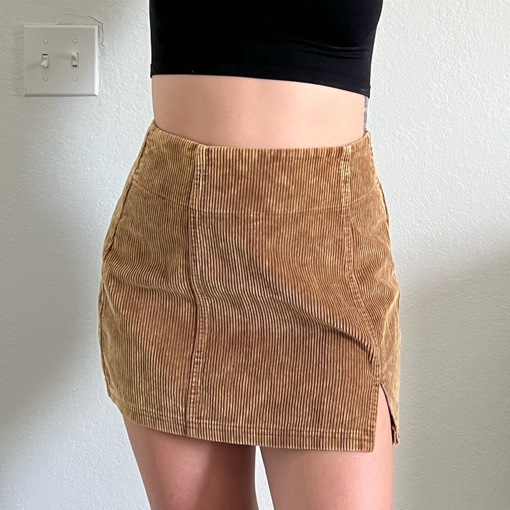 Tan Corduroy Mini Skirt